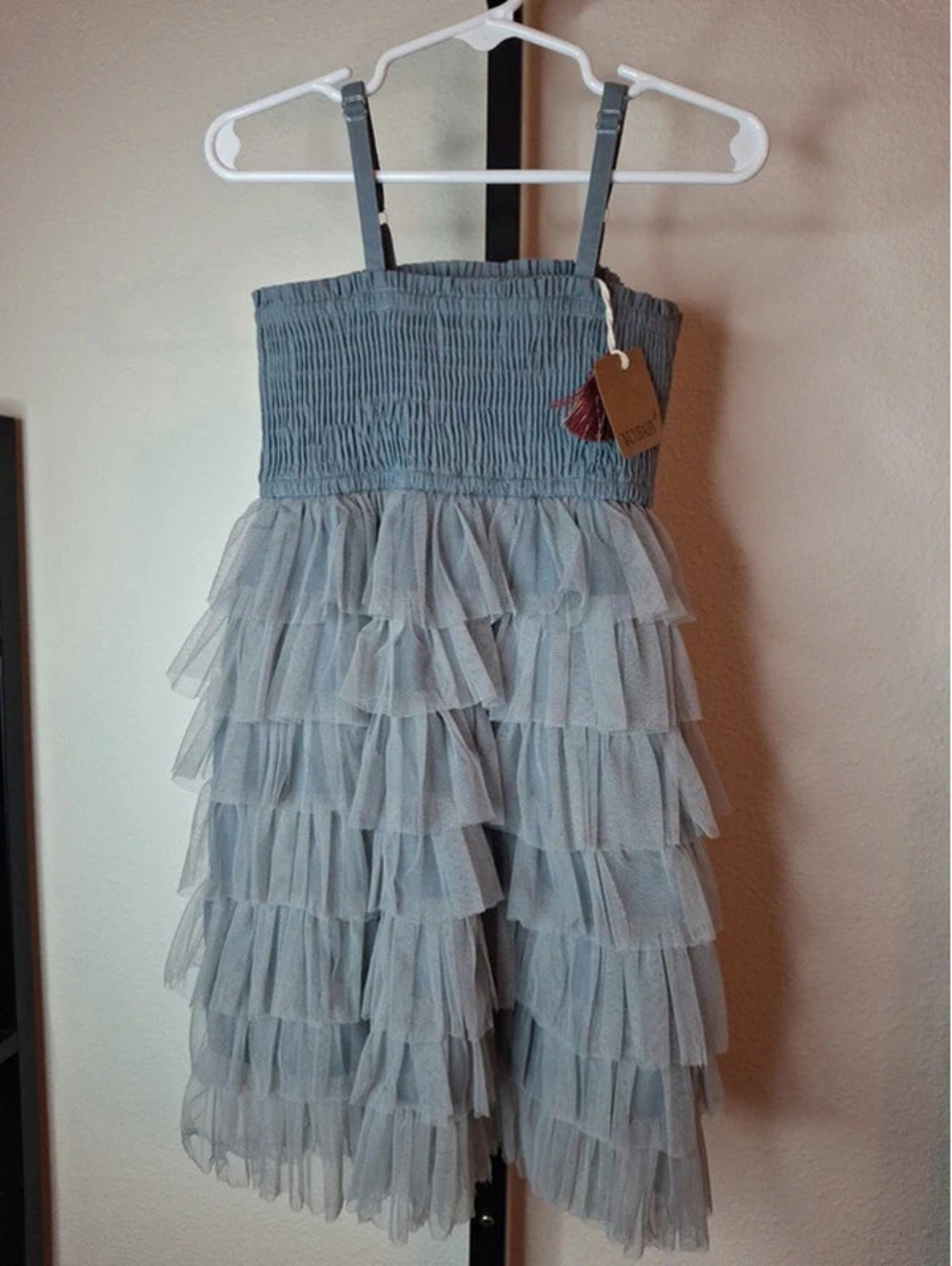 Yo Baby India Grey tulle tiered ruffle dress NWT size 3